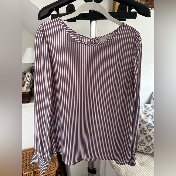 LOFT Women's Blouse with Purple Stripes - Picture 1 of 2
